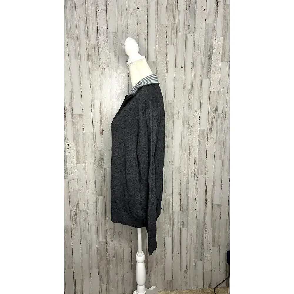 Banana Republic Men's Large Gray Quarter-Zip Pullover Sweater‎